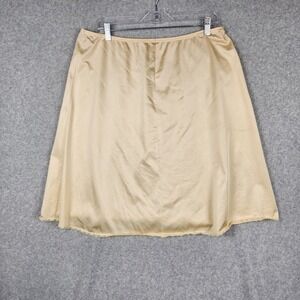Vanity Fair Half Slip Womens‎ Large Beige Nylon  Skirt Lace Hem 23" Made in USA